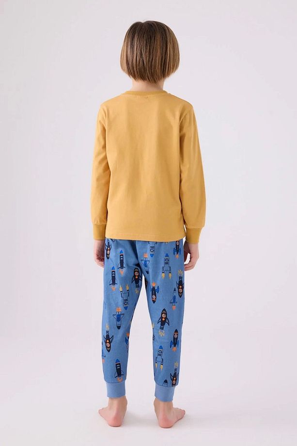 Erkek Çocuk Sarı Uzun Kol Pijama Takım - 5