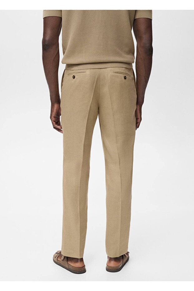 Slim fit %100 keten pantolon - 4