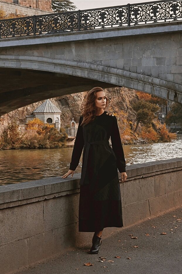 Patchwork Detaylı Elbise - 2