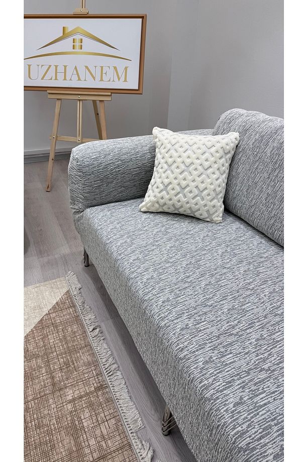 Streç Lastikli Esnek Yıkanabilir 3 3 1 1 Jakarlı Koltuk Örtüsü Takımı Koltuk Kılıfı - 8