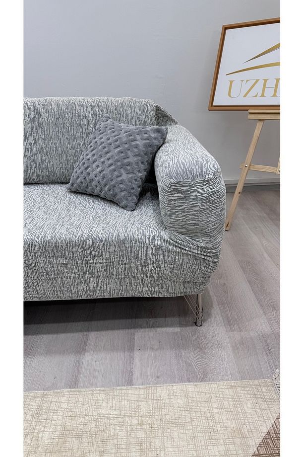 Streç Lastikli Esnek Yıkanabilir 3 3 1 1 Jakarlı Koltuk Örtüsü Takımı Koltuk Kılıfı - 6