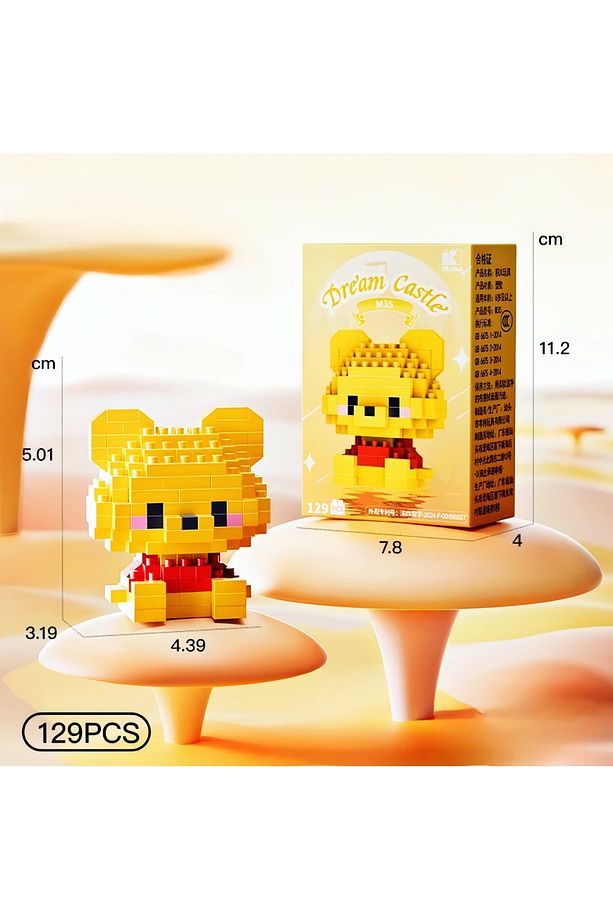 BRİCKS Premium Seri Yeni Stil Winnie The Pooh Ve Piglet 2'li Set 3D yapboz Puzzle Yapı Blokları Hobi - 5