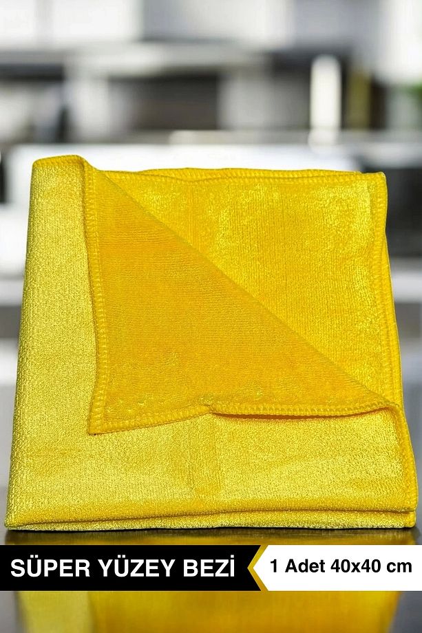 Süper Yüzey Temizlik Bezi 40x40 Cm Sarı - Kaliteli Mikrofiber - 1