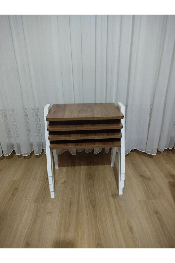 Zigon Sehpa 4'Lü Ahşap Desenli Tepsi Model - 5
