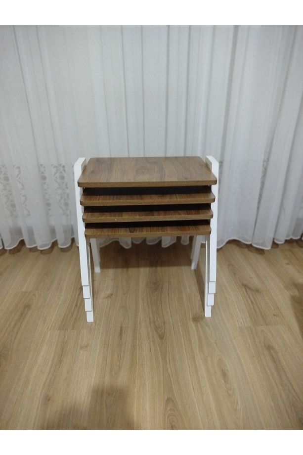 Zigon Sehpa 4'Lü Ahşap Desenli Tepsi Model - 4