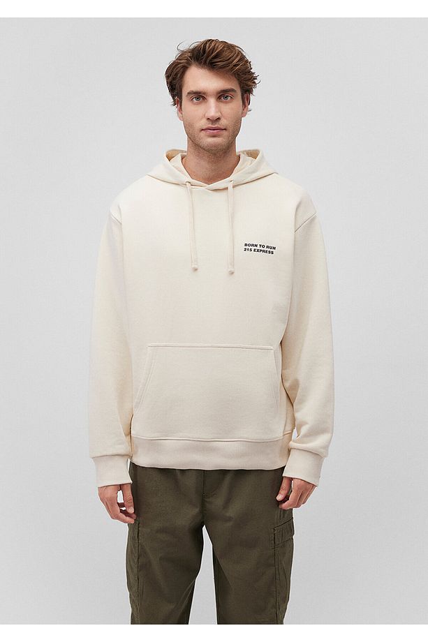 Sırt Baskılı Kapüşonlu Bej Sweatshirt 0s10160-81202 - 3