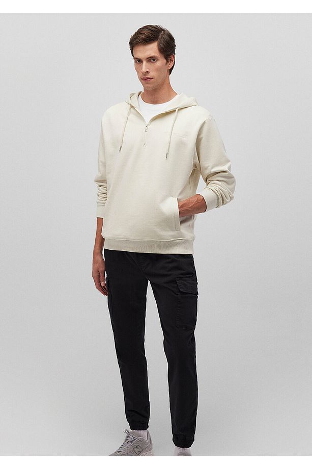 Yarı Fermuarlı Bej Sweatshirt 0s10244-70140 - 2
