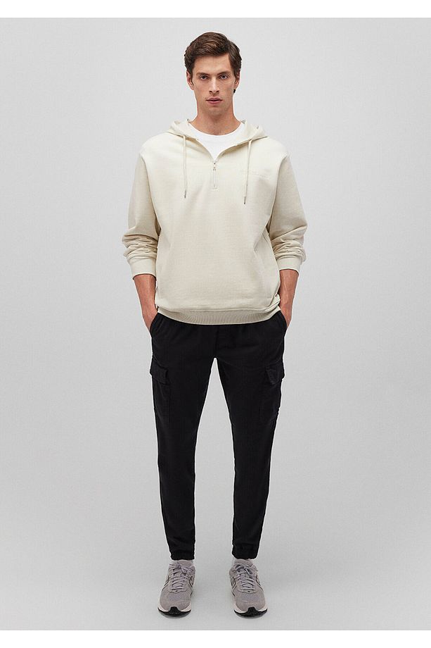 Yarı Fermuarlı Bej Sweatshirt 0s10244-70140 - 1