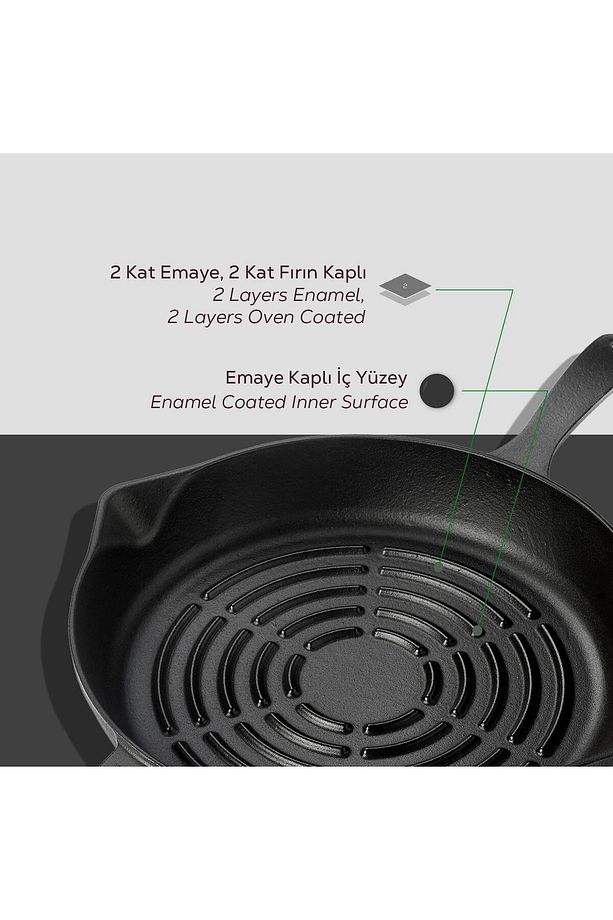 Yuvarlak Izgara Tava Metal Saplı 28 cm - 6