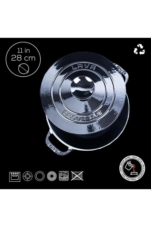 Döküm Yuvarlak Tencere Döküm Demir Kapak Experience Serisi Çap(Ø)28cm - 4
