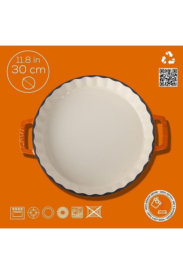 Döküm Yuvarlak Rosto Ve Fırın Tepsisi Edition Serisi Döküm Demir Yekpare Çift Kulplu Çap(Ø)30cm - 4