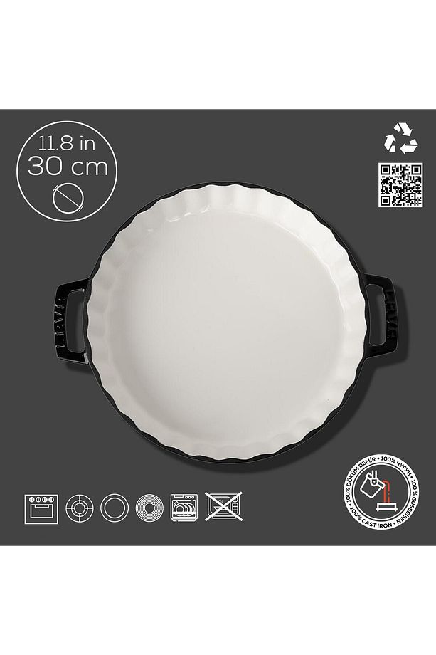 Döküm Yuvarlak Rosto Ve Fırın Tepsisi Edition Serisi Döküm Demir Yekpare Çift Kulplu Çap(Ø)30cm - 4