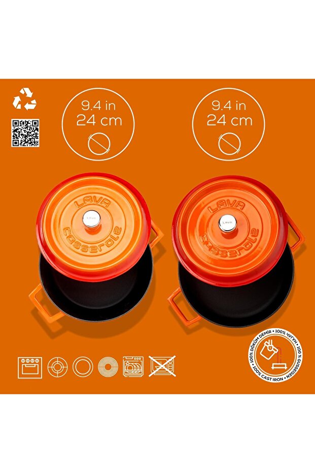 Döküm Yuvarlak Derin Ve Sığ 5 Parça Tencere Seti - 7