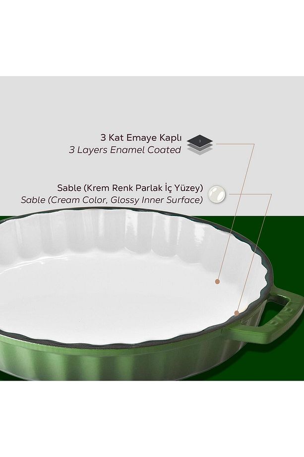 Döküm Yuvarlak Rosto Ve Fırın Tepsisi Edition Serisi Döküm Demir Yekpare Çift Kulplu Çap(Ø)30cm - 6