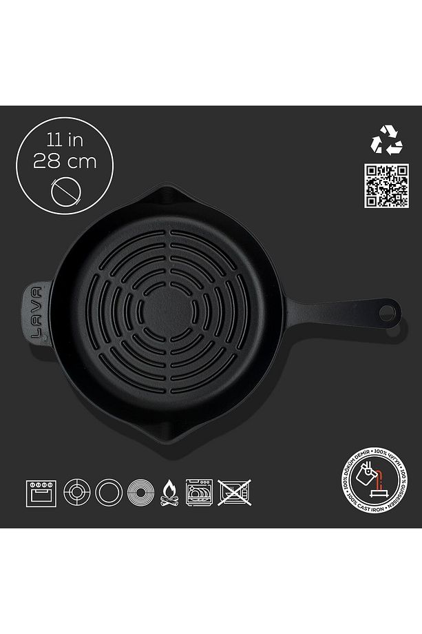 Yuvarlak Izgara Tava Metal Saplı 28 cm - 4