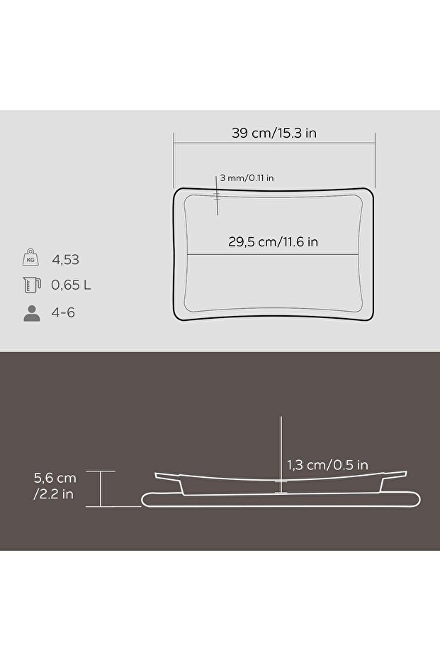Döküm Dikdörtgen Servis Tabağı Ve Kayın Servis Ahşabı. Ölçü 36x24cm. - 3