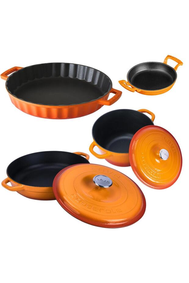 Döküm 4x New Heritage Serisi Döküm Demir Tencere Tava Seti - 3