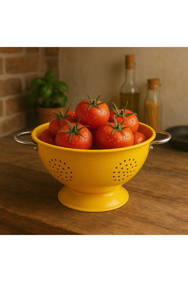 Metal Colorful Stylish Design Strainer Yellow