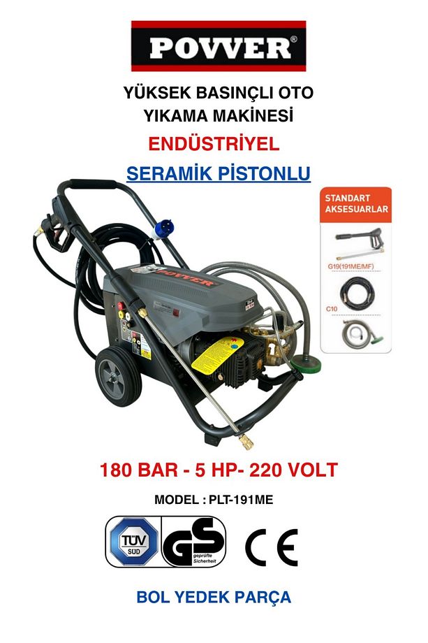 Yüksek Basınçlı Endüstriyel Yıkama Makinası (3700 W-5HP-180 BAR) - 1