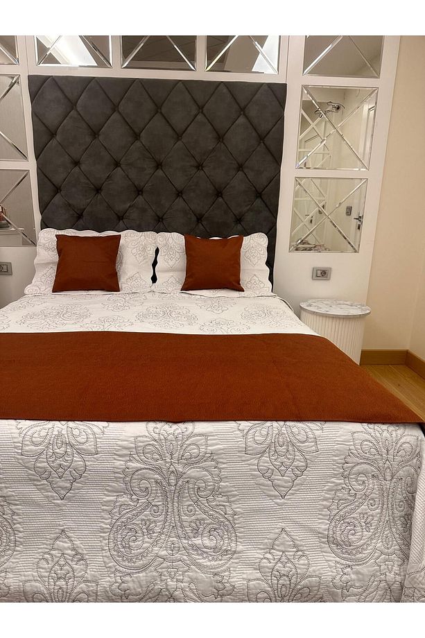 Yatak Runner Set Çift Kişilik Kremit Rengi Ev Ve Oteller Için Konforlu 1 Ad.runner Ve 2 Ad. Kırlent - 5