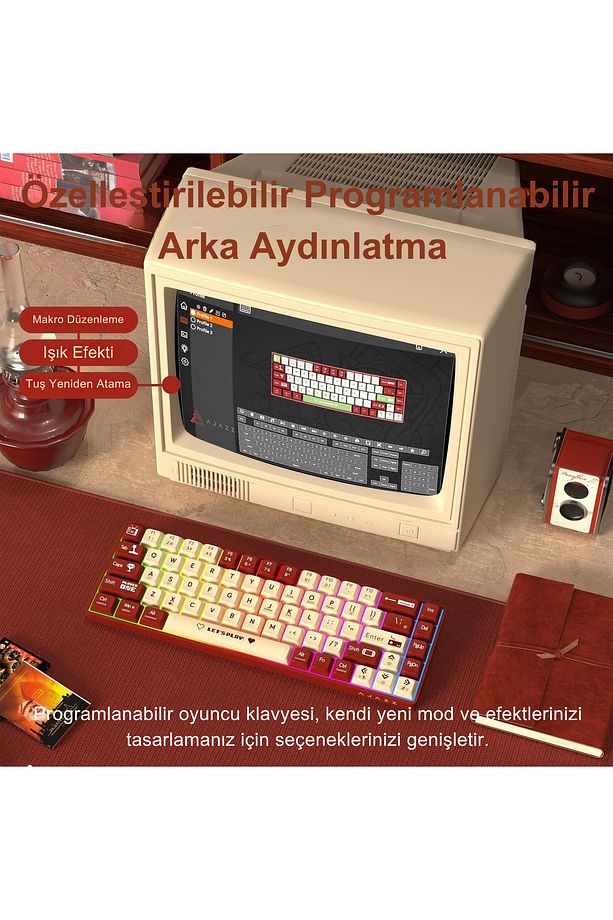 AK680 Kablolu Red Switch Mekanik Klavye-Rainbow Aydınlatma Hot-Swap - 8