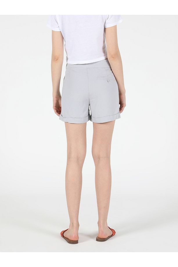 Regular Fit Düşük Bel Kadın Gri Şort - 2