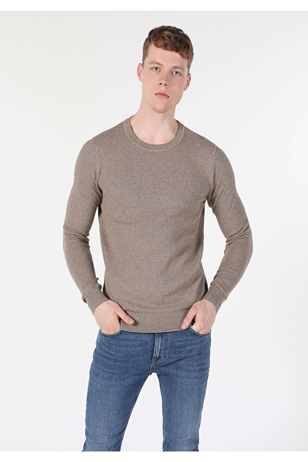Regular Fit Erkek Bej Kazak - 3