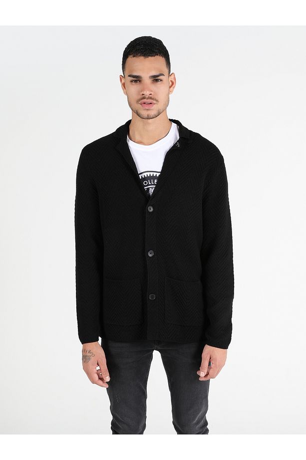 Regular Fit Erkek Siyah Hırka - 4
