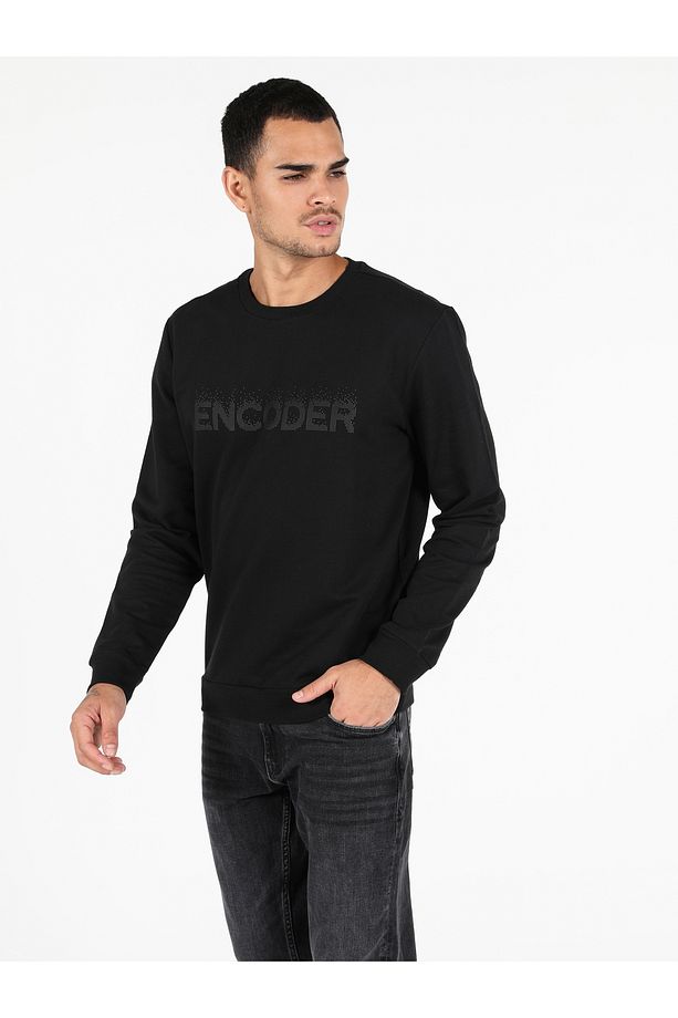 Regular Fit Erkek Siyah Sweatshirt - 3