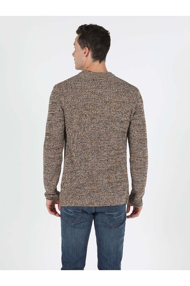 Regular Fit Yuvarlak Yaka Erkek Sari Kazak - 2