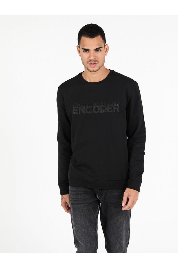 Regular Fit Erkek Siyah Sweatshirt - 5