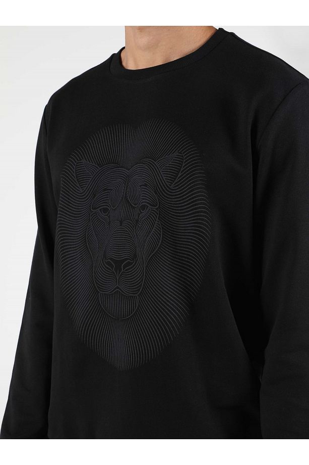 Regular Fit Erkek Siyah Sweatshirt - 4