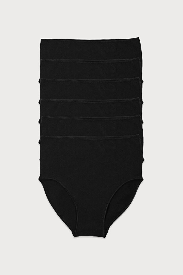 Women's Black 6 Pack Modal High Waist Slip Panties 1955