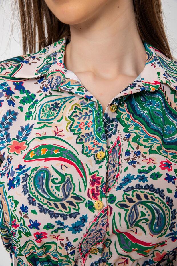 Rochie de damă verde cu model - 4