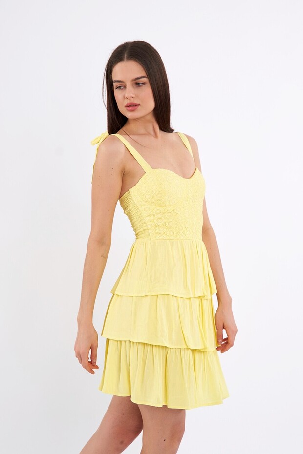 Desenli Mini Elbise - 5