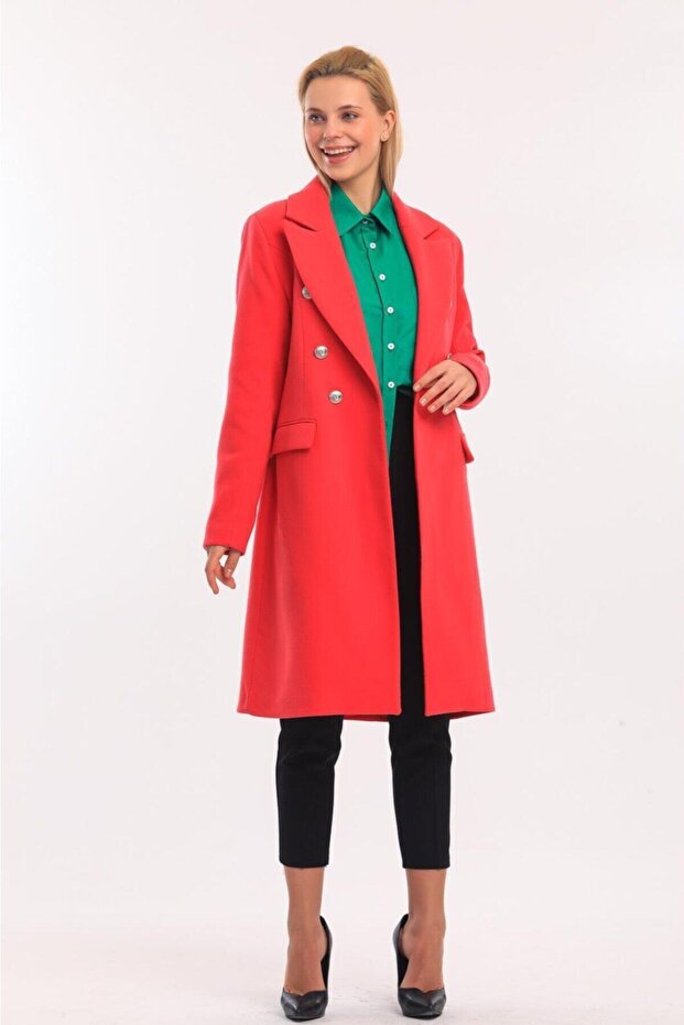 Düğmeli Kaşe Kaban - 1