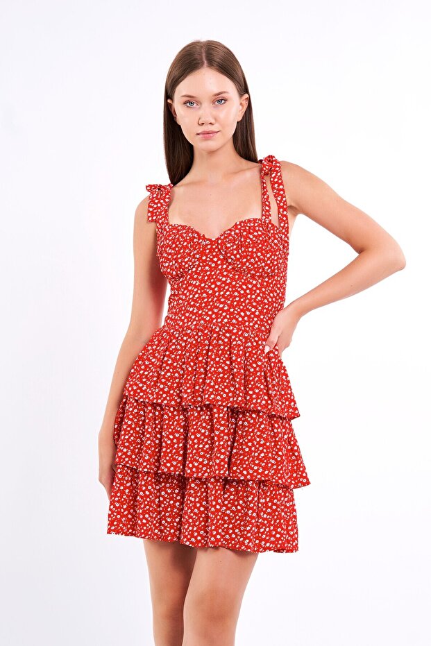 Desenli Mini Elbise - 6