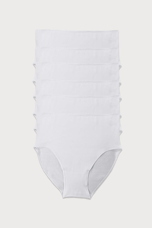 Women's White 6 Pack Modal High Waist Slip Panties 1955