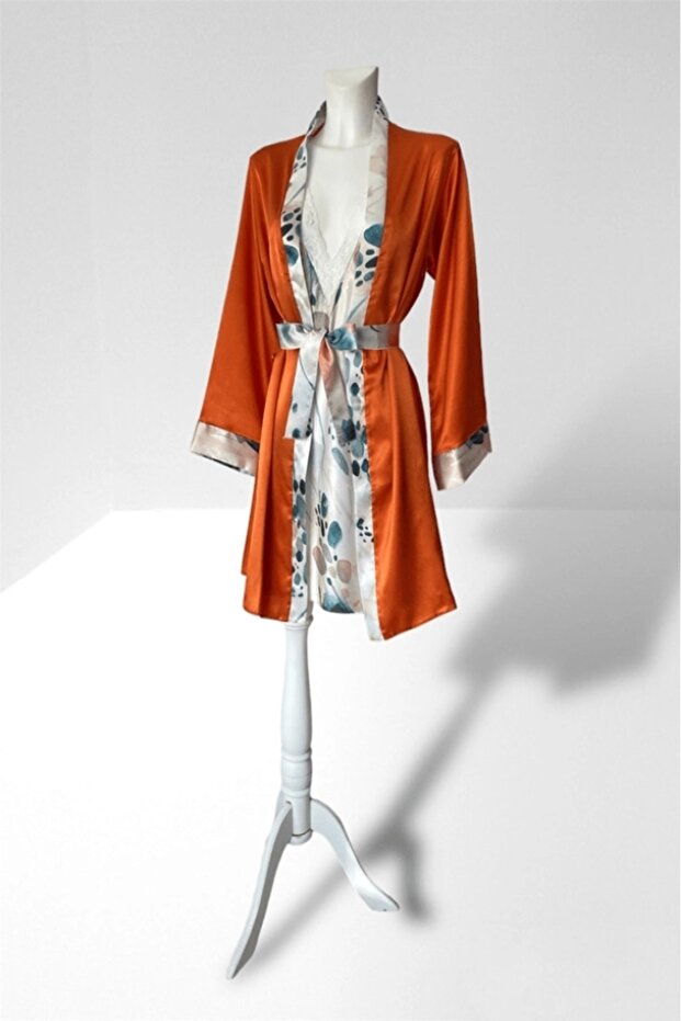 Patterned Satin Dressing Set - 2