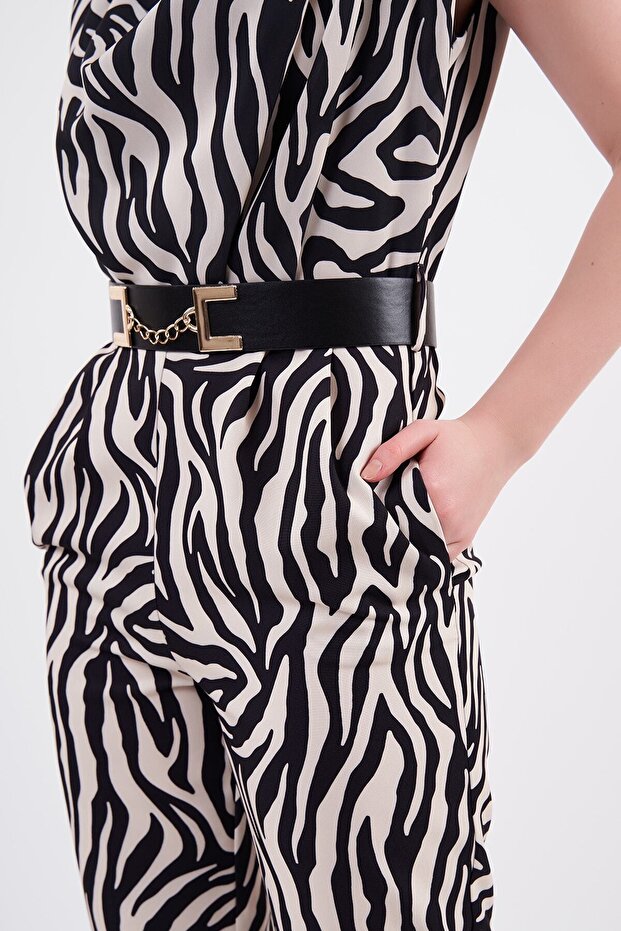 Patterned Padded Jumpsuit - 5