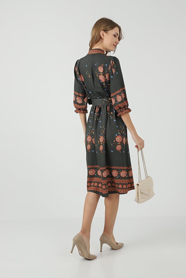 Rochie verde cu flori - 4