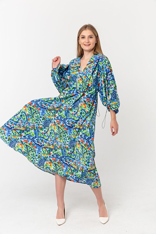 Rochie midi cu decolteu dublu - 4