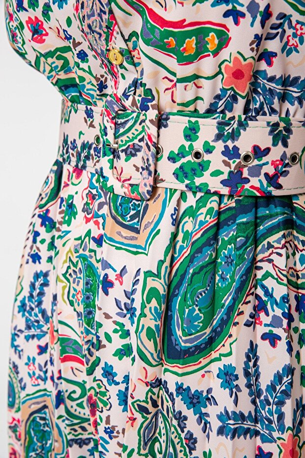 Rochie de damă verde cu model - 5