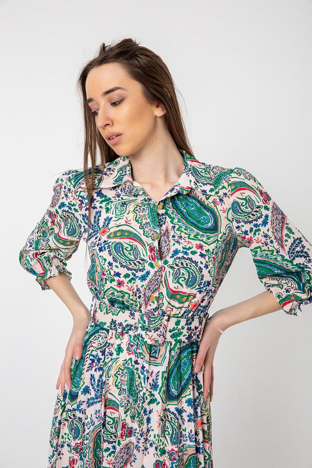 Rochie de damă verde cu model - 2