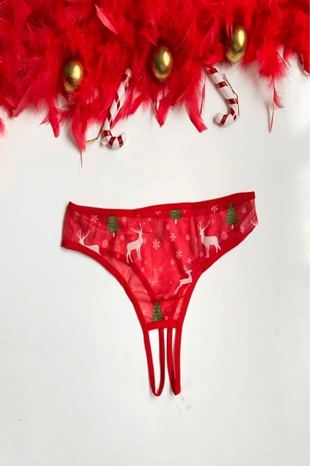 Yılbaşı Özel Bölgesi Açık Geyik & Çam Ağacı Baskılı String ❤️ - 1