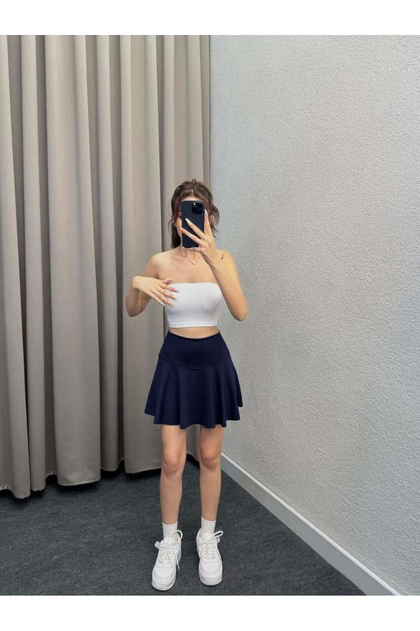 Yüksek Bel Volanlı Şortlu Spor Etek Deniz Şortu Skirt With Shorts - 2