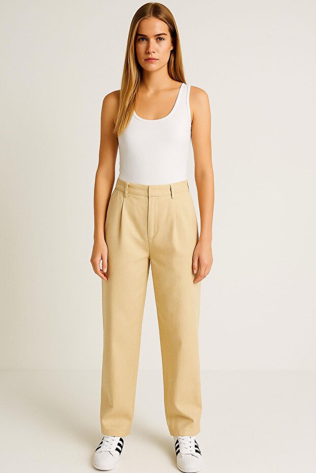 تي شيرت قطني ضيق أساسي بحمالات - 1