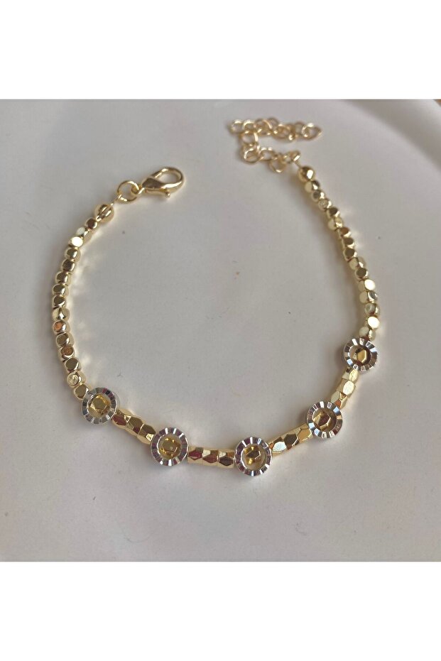 Stone Silver Detailed Polygonal Row Women's Bracelet