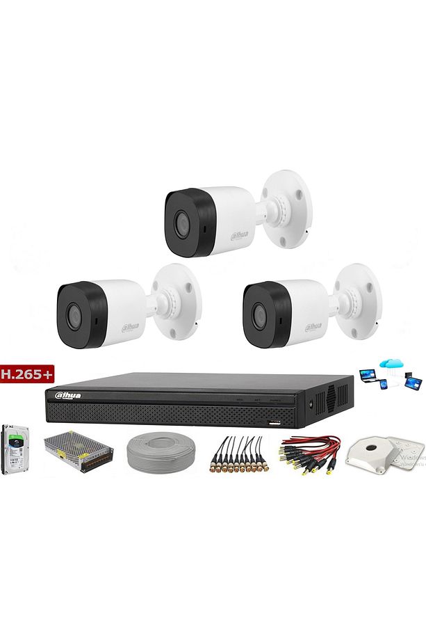 3 Kameralı 2 Mp Ahd Güvenlik Kamera Sistemi Hac-b1a21-0360b - 1