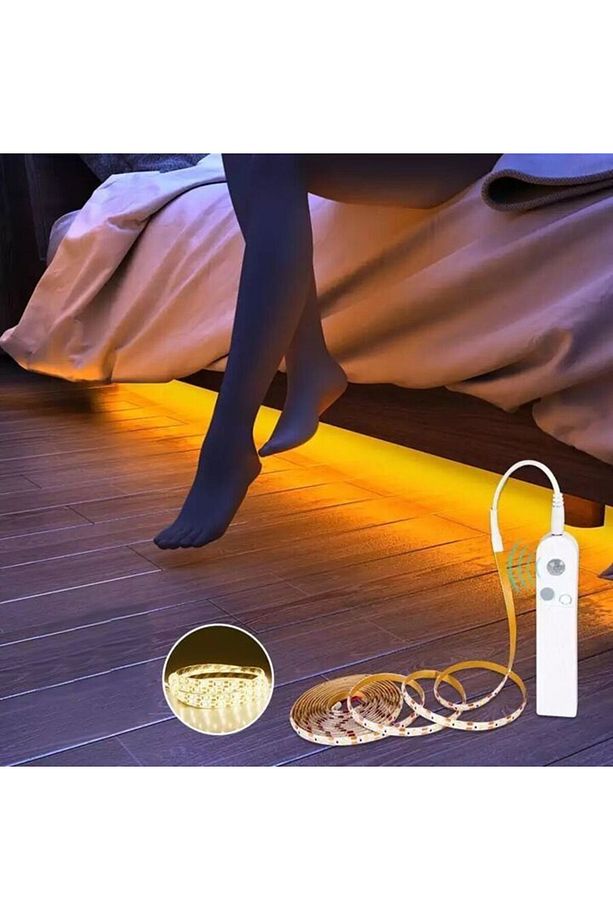 Hareket Sensörlü Pilli Led Gece Lambası Zamanlayıcılı Usb Şarjlı Dolap Yatak Altı Merdiven Işık Aydı - 1
